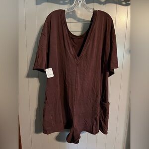 FP movement hot shot short romper -espresso NWT